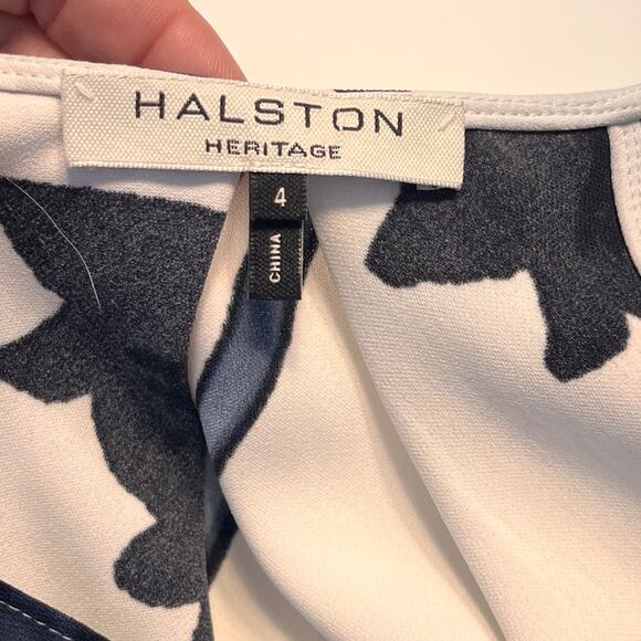 Halston Heritage Sleeveless Self-Tie Floral-Print Dress w/ Draped Back Size 4 - Picture 6 of 10